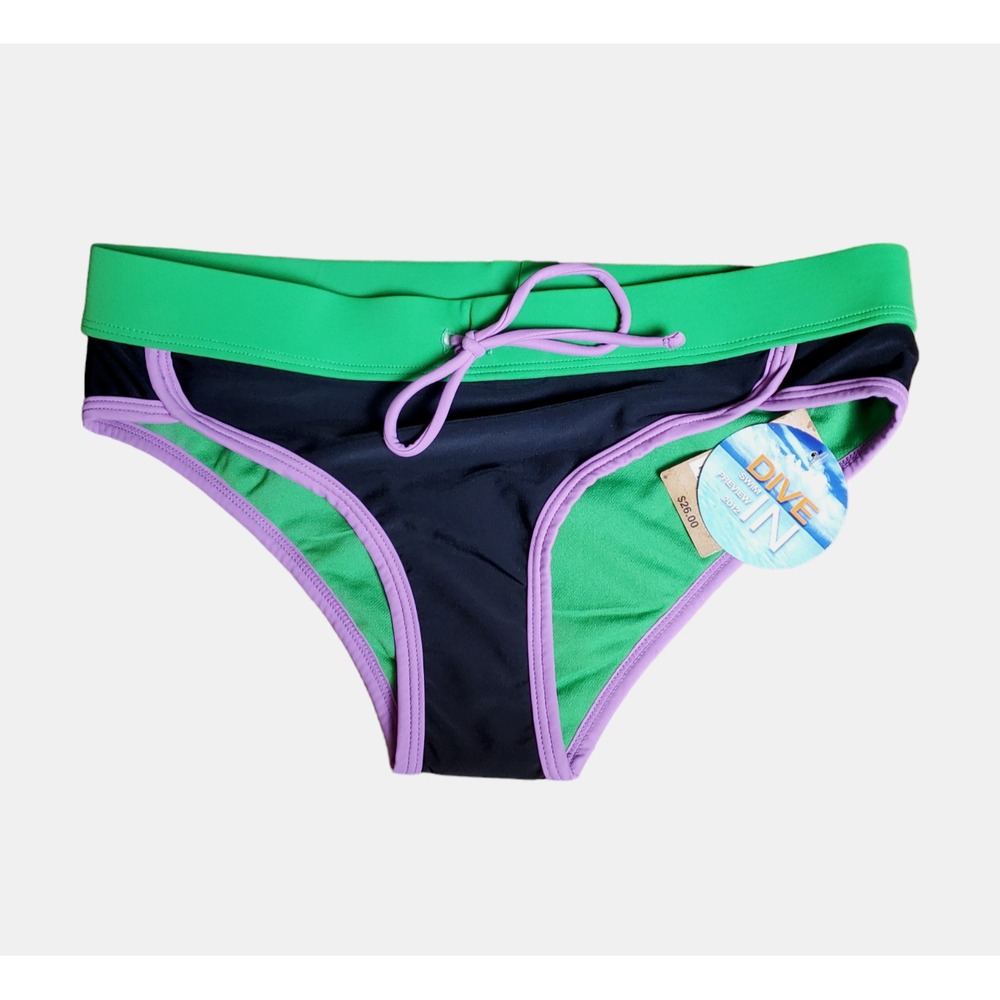 Dive In Low Rise Contrast Trim‎ Colorblock Bikini Bottom Womens M Swimwear NWT